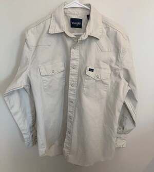 Wrangler Men's Western Snap Long Sleeve Shirt MS71319 Cream Size L